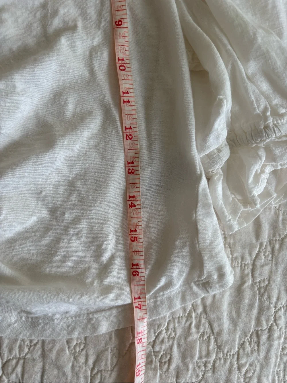 Anthropologie White Ruched V-Neck Puff Sleeve Top S